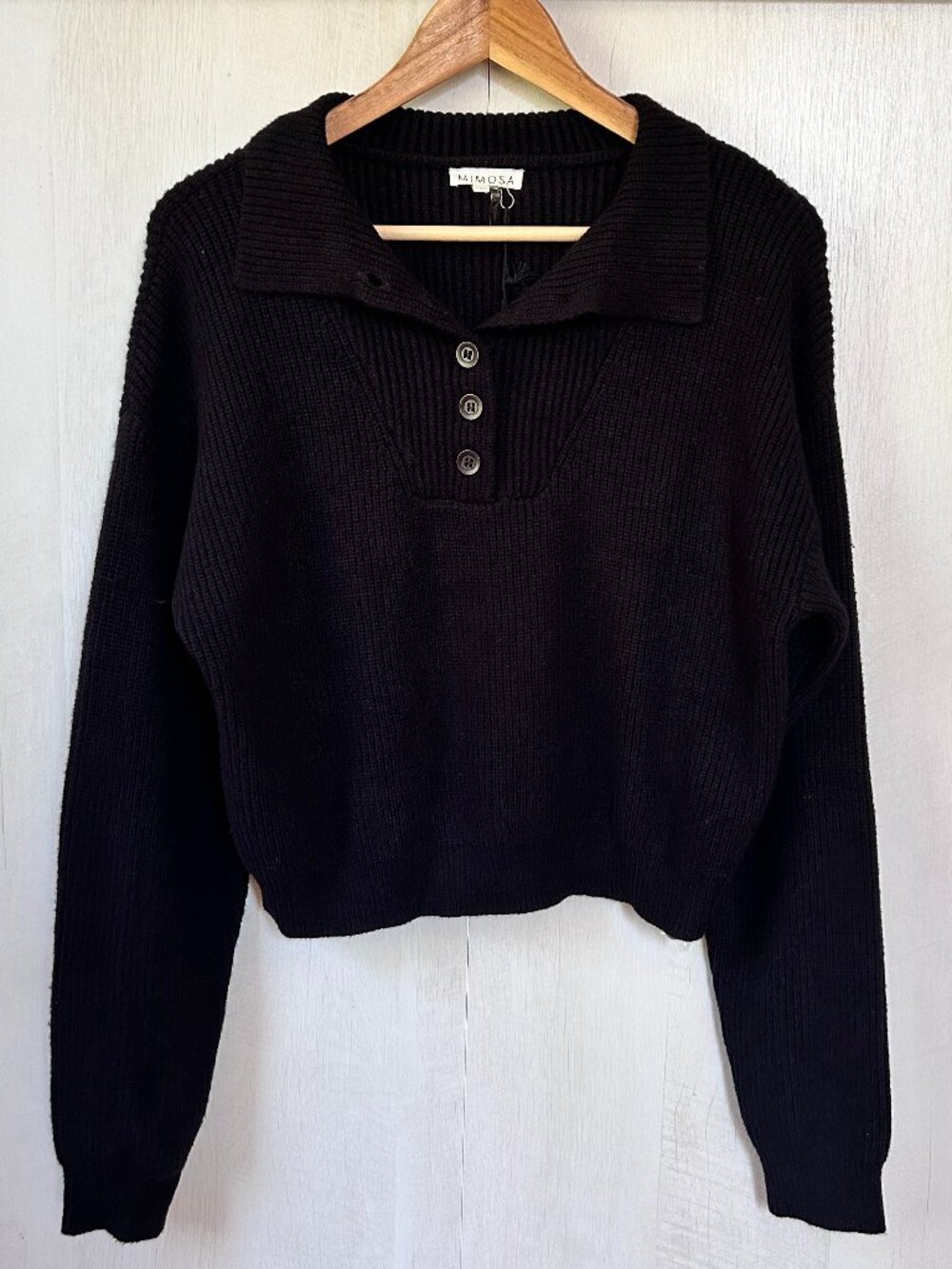 Mimosa Cropped Knit Button Collar Polo Sweater